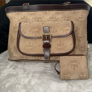 EUC Vintage - Dooney & Bourke Donegal Collection East/West Tote & Coin Purse